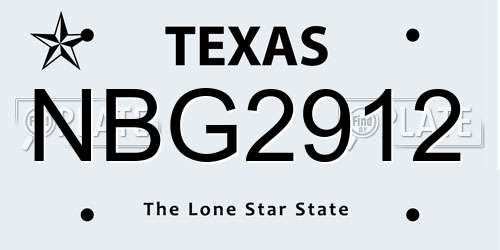 NBG2912 Texas License Plate