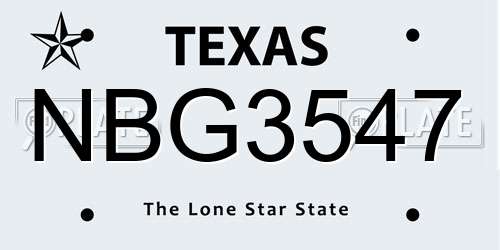 NBG3547 Texas License Plate