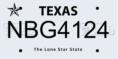 NBG4124 Texas License Plate