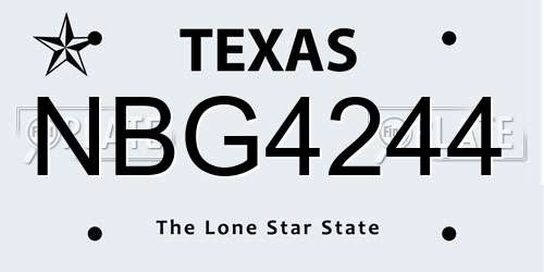 NBG4244 Texas License Plate