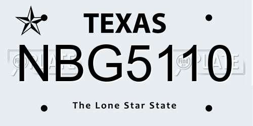 NBG5110 Texas License Plate