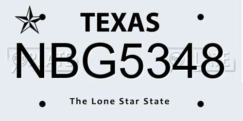 NBG5348 Texas License Plate