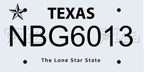 NBG6013 Texas License Plate