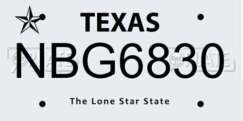 NBG6830 Texas License Plate