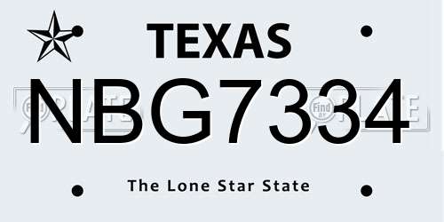 NBG7334 Texas License Plate