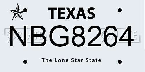 NBG8264 Texas License Plate