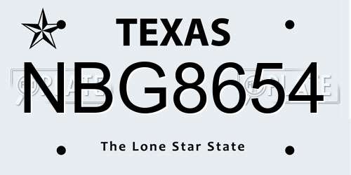 NBG8654 Texas License Plate