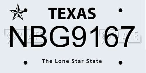 NBG9167 Texas License Plate