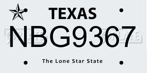 NBG9367 Texas License Plate
