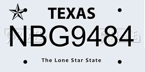 NBG9484 Texas License Plate