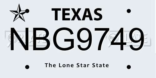 NBG9749 Texas License Plate