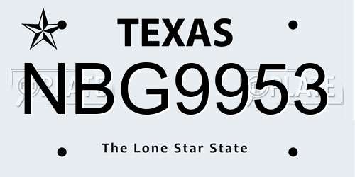 NBG9953 Texas License Plate