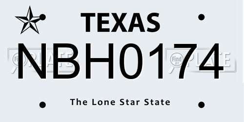 NBH0174 Texas License Plate
