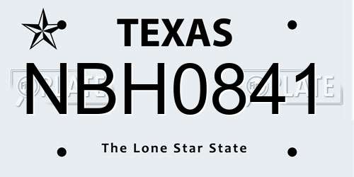 NBH0841 Texas License Plate