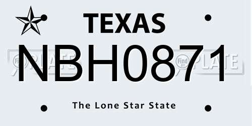 NBH0871 Texas License Plate
