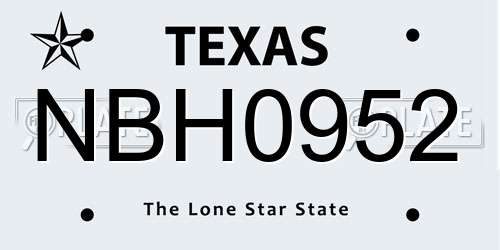 NBH0952 Texas License Plate