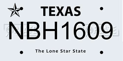 NBH1609 Texas License Plate