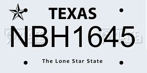 NBH1645 Texas License Plate