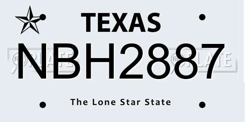 NBH2887 Texas License Plate