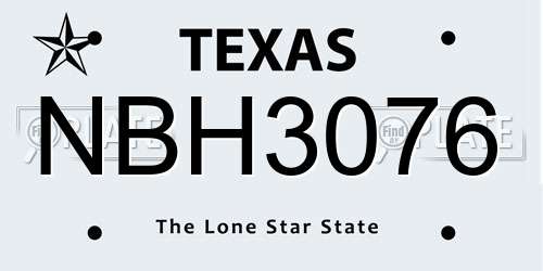 NBH3076 Texas License Plate