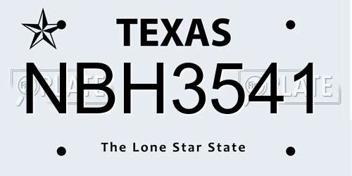 NBH3541 Texas License Plate