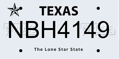 NBH4149 Texas License Plate