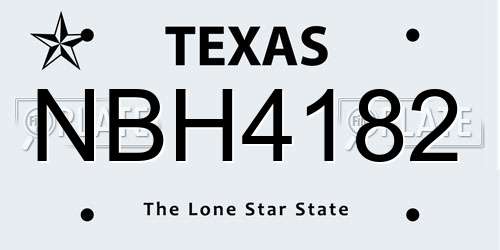 NBH4182 Texas License Plate