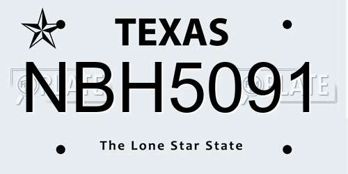 NBH5091 Texas License Plate