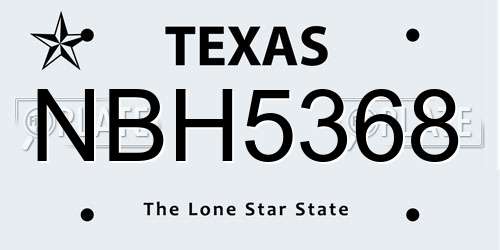 NBH5368 Texas License Plate