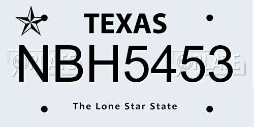 NBH5453 Texas License Plate