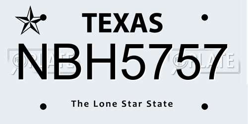 NBH5757 Texas License Plate