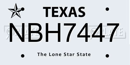 NBH7447 Texas License Plate