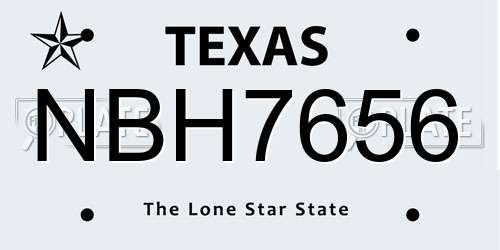 NBH7656 Texas License Plate