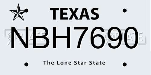 NBH7690 Texas License Plate