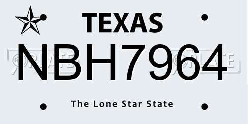 NBH7964 Texas License Plate