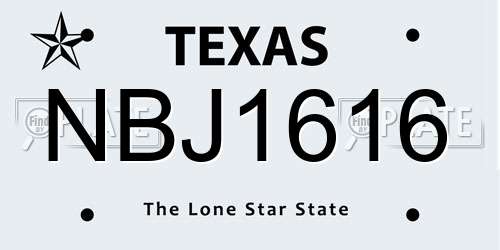 NBJ1616 Texas License Plate