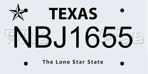 NBJ1655 Texas License Plate
