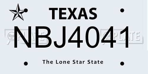 NBJ4041 Texas License Plate