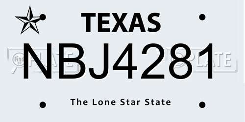 NBJ4281 Texas License Plate