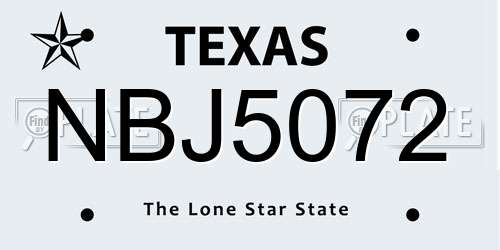 NBJ5072 Texas License Plate