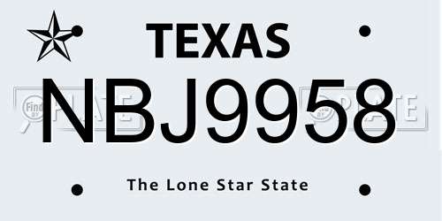 NBJ9958 Texas License Plate