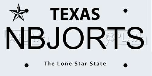 NBJORTS Texas License Plate