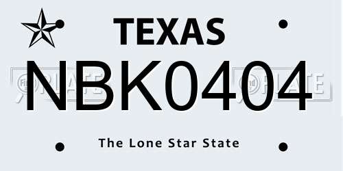 NBK0404 Texas License Plate