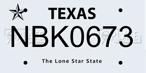 NBK0673 Texas License Plate