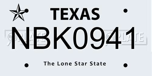 NBK0941 Texas License Plate