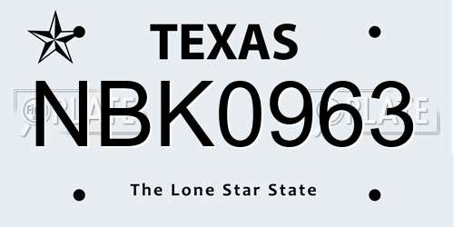 NBK0963 Texas License Plate
