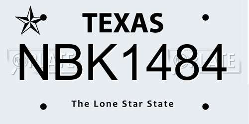 NBK1484 Texas License Plate