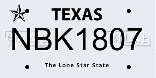 NBK1807 Texas License Plate