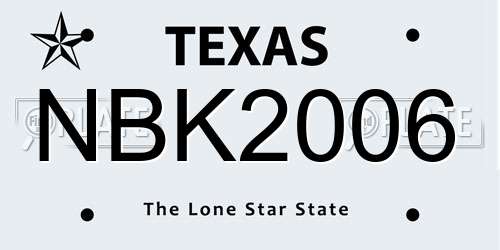 NBK2006 Texas License Plate