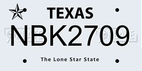 NBK2709 Texas License Plate